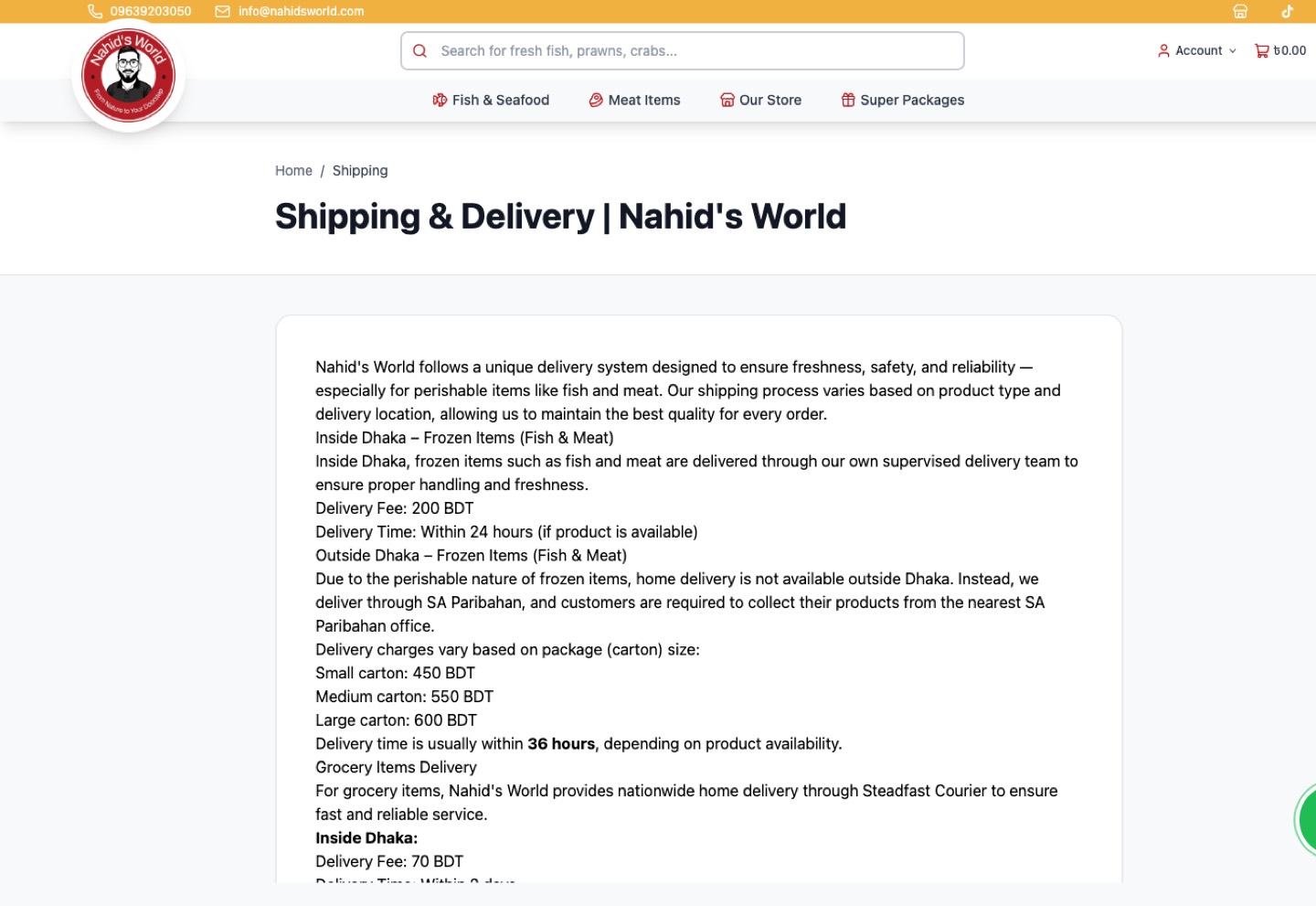Shipping rules for own fleet, SA Paribahan, and Steadfast